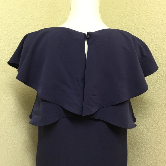 Madison Navy Flutter Sleeve Mid Shift Dress - Sz S - Picture 7 of 10